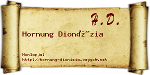 Hornung Dionízia névjegykártya